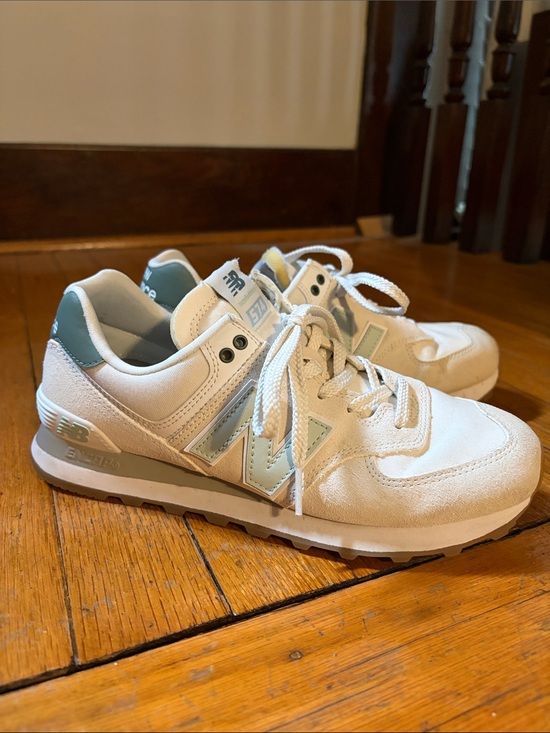 New Balance Shoes - New Balance White and Mint Green Retro Athletic Sneakers